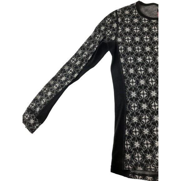 Naturwool Eizniz Women's Black Fair Isle Extra Fine Merino Wool Sweater Top S - Picture 2 of 13